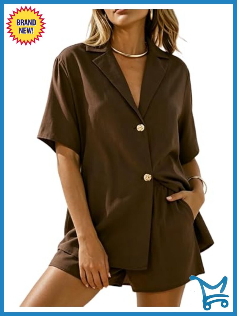Linen 2 Piece Short Set Summer Button Down Shirt Shorts Lounge Beach Outfit